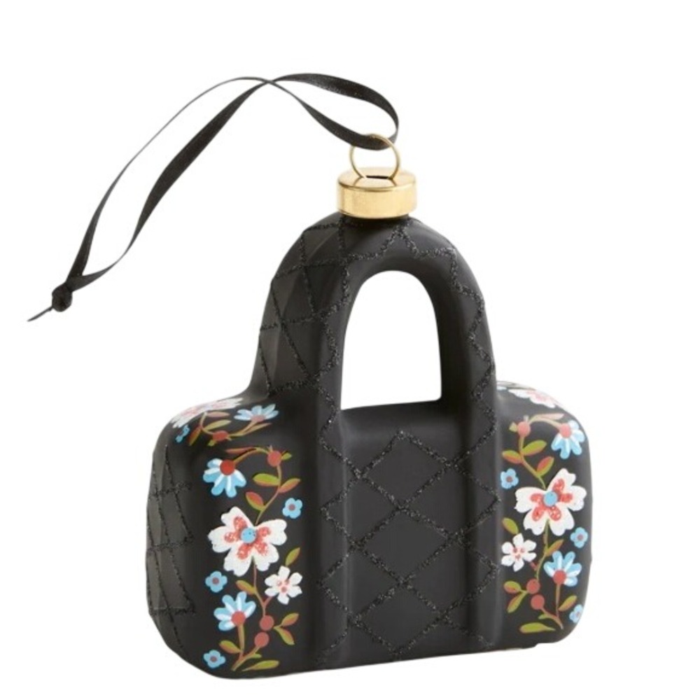 Vera Bradley 2025 Original Duffel Bag Glass Ornament North Star Sky Floral Black